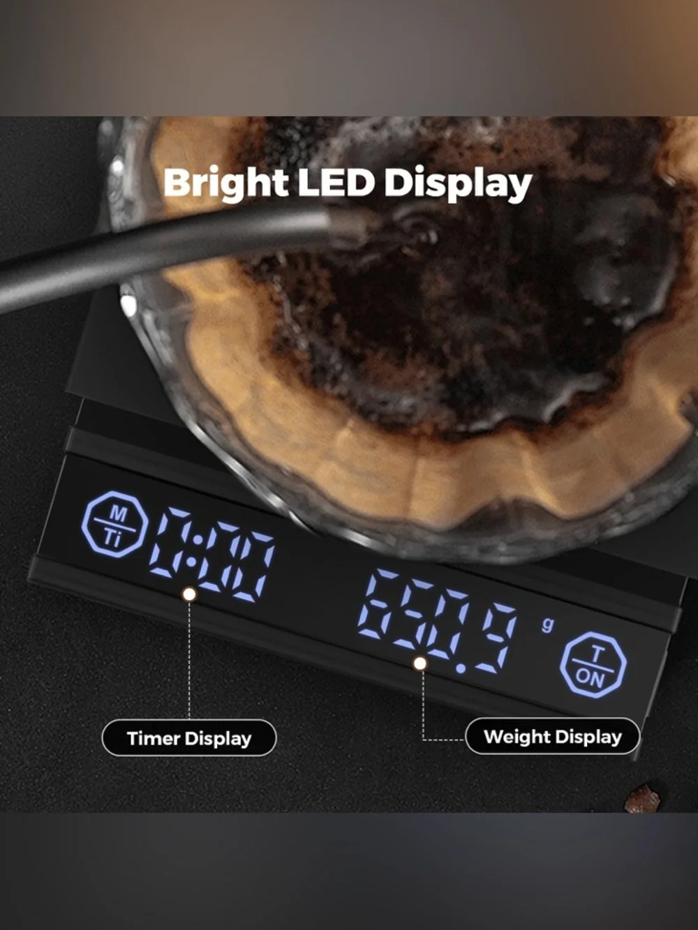 Mini Scale with Bright LED Display - Black